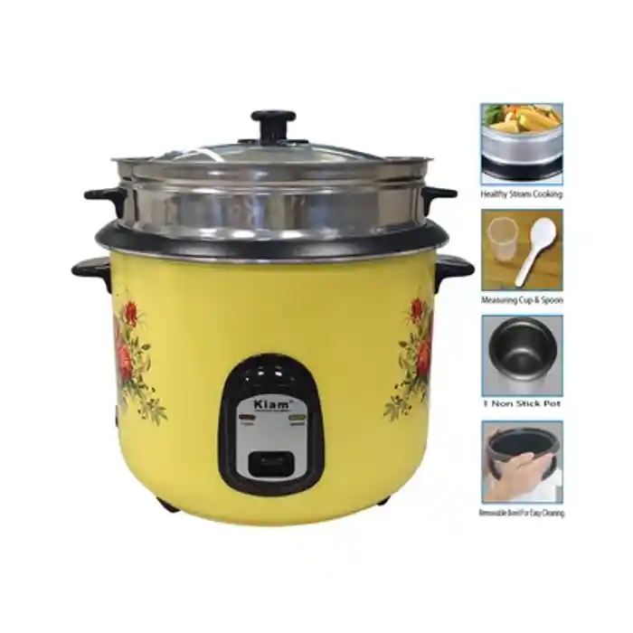 Kiam 2.8 Liter Stainless Steel + Non-Stick Double Pot Rice Cooker SFB-5704